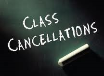 2 classes cancelled – Wednesday 1st March 2017 2 classes cancelled – Wednesday 1st March 2017